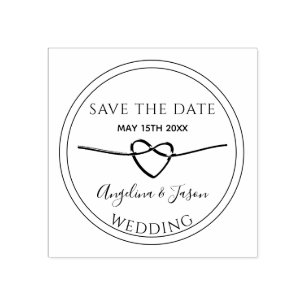 Save the Date Simple Rope Heart Wedple Gummistempel