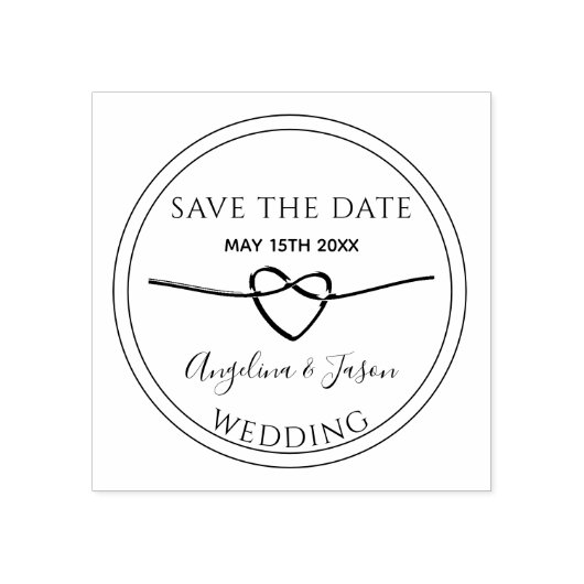 Save the Date Simple Rope Heart Wedple Gummistempel (Prägung)