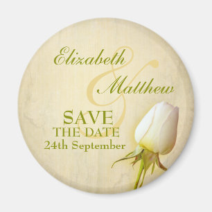 Save the Date Single White Rose Kühlschrankmagnet