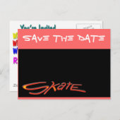 Save the Date Skate Ankündigungspostkarte (Vorne/Hinten)