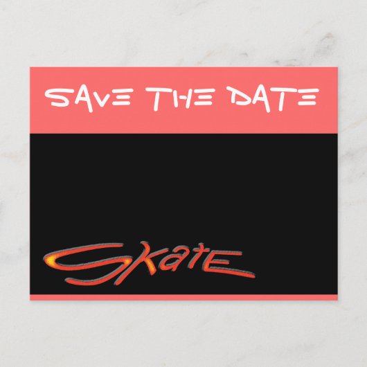 Save the Date Skate Ankündigungspostkarte (Vorderseite)