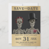 Save the Date Skeletons Oktober Halloween Hochzeit (Vorderseite)
