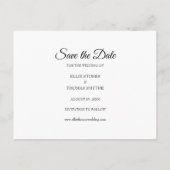 Save the Date Skript Einfaches elegantes Foto Ankündigungspostkarte (Rückseite)