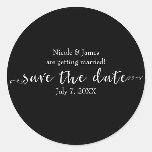 Save the Date Skript Personalisiert Runder Aufkleber (Vorderseite)