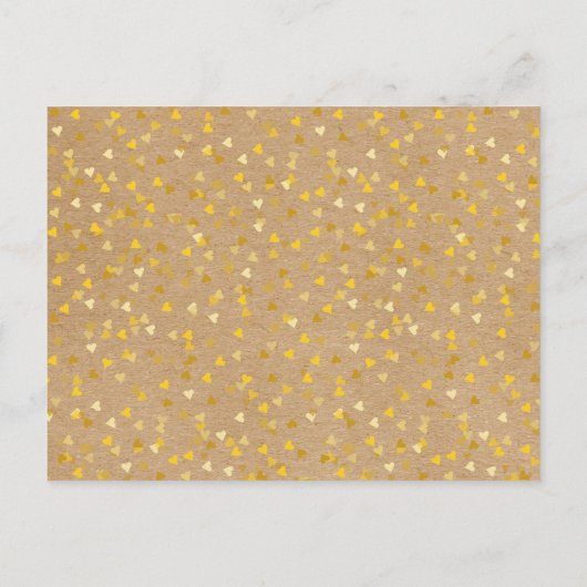 Save the Date Skriptkalender Goldenes Herz Rustika Ankündigungspostkarte (Rückseite)