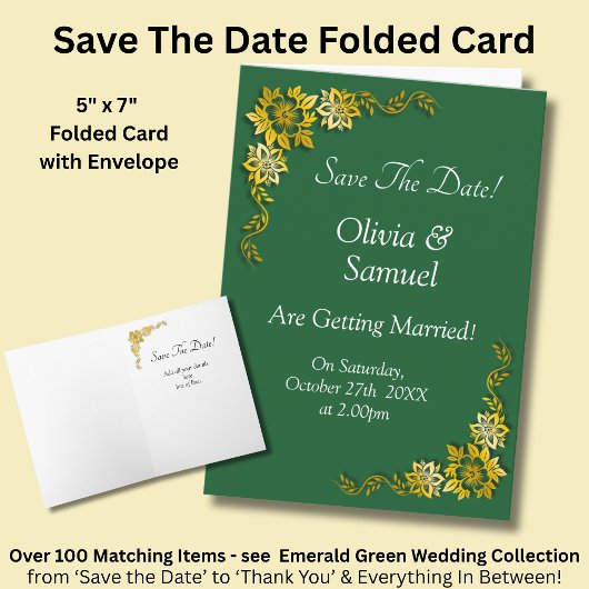 Save The Date - Smaragdgrün & Gold Karte