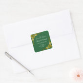 Save The Date - Smaragdgrün & Gold Quadratischer Aufkleber (Umschlag)