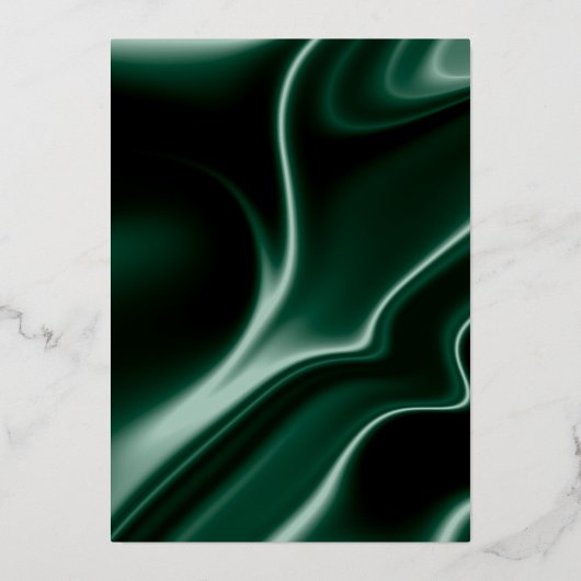 Save the Date smaragdgrüner Seidenhintergrund Folieneinladung (Rückseite)