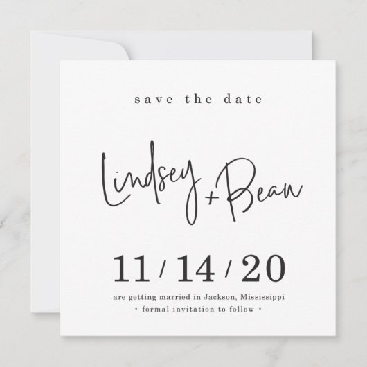 SAVE THE DATE Sonderanfertigung für Lindsey + Beau Einladung (Vorderseite)