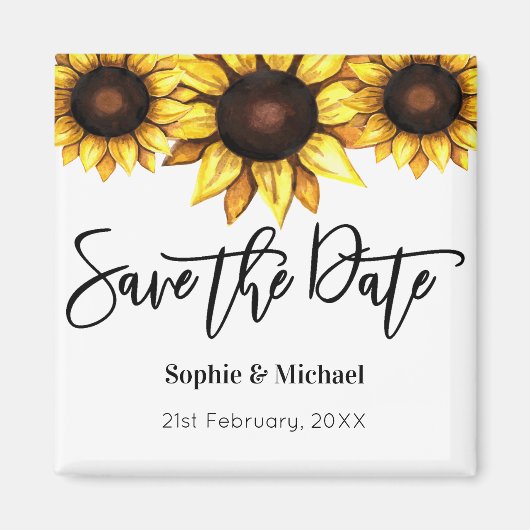 Save the Date Sonnenblume Gelb Weiße Blüte Magnet (Vorne)