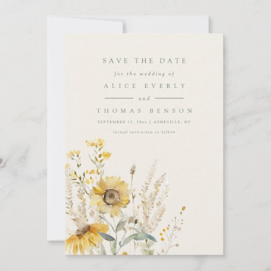 Save the Date, Sonnenblume Save the Date Einladung (Vorderseite)