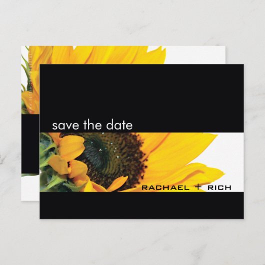 SAVE THE DATE: Sonnenblumen Ankündigungspostkarte (Vorne/Hinten)