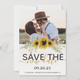 Save the Date Sonnenblumen Hochzeitsfest Foto Ankündigung