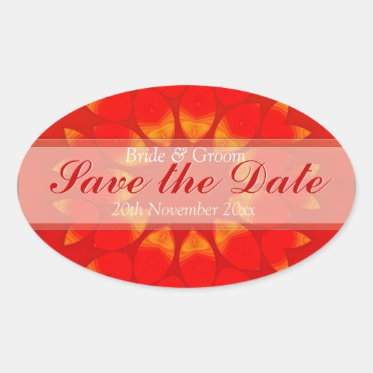 Save the Date Sonnenblumenblättern Oval Ovaler Aufkleber (Vorderseite)