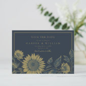 Save the Date Sonnenblumenblau Einladung (Stehend Vorderseite)