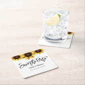 Save the Date Sonnenblumenhochzeit Rechteckiger Pappuntersetzer (Vor Ort)