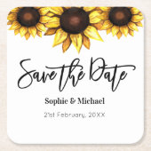 Save the Date Sonnenblumenhochzeit Rechteckiger Pappuntersetzer (Vorderseite)