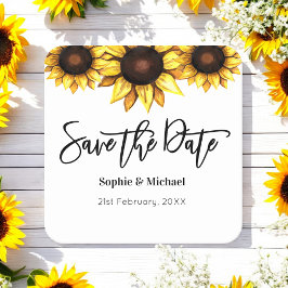 Save the Date Sonnenblumenhochzeit Rechteckiger Pappuntersetzer