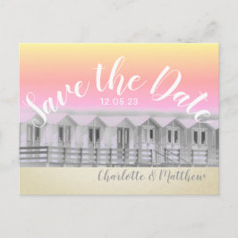 Save the Date Sonnenuntergang Strandhütte am Meer  Ankündigungspostkarte