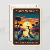 Save The Date | South Carolina Einladung Postkarte (Vorne/Hinten)