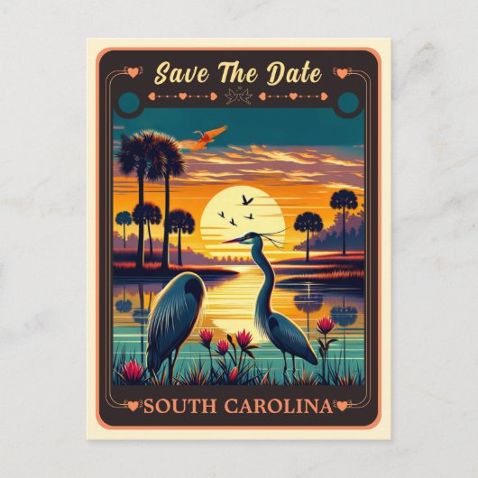 Save The Date | South Carolina Einladung Postkarte (Vorderseite)