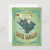 Save the Date - South Carolina Karte mit schönem V (Vorne/Hinten)
