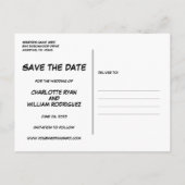 Save the Date Spaß Modernes Comic Hochzeit Ankündigungspostkarte (Rückseite)