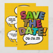 Save the Date Spaß Retro Comic Pop Kunst Einladung (Vorne/Hinten)