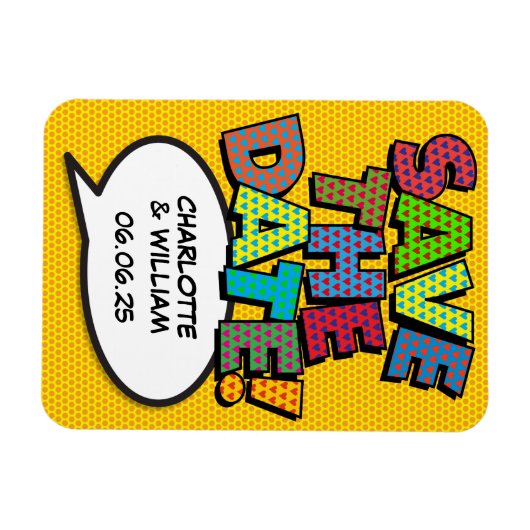 SAVE THE DATE Spaß Retro Comic Pop Kunst Magnet (Horizontal)