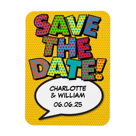 SAVE THE DATE Spaß Retro Comic Pop Kunst Magnet (Vertikal)
