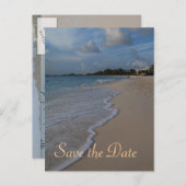 Save the Date Special Beach Wedding Ankündigungspostkarte (Vorne/Hinten)