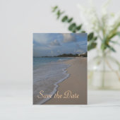 Save the Date Special Beach Wedding Ankündigungspostkarte (Stehend Vorderseite)
