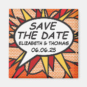 Save the Date Speech Bubble Fun Comic Book Magnet (Vorne)
