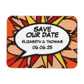 Save the Date Sprechblase Spaß Retro Comic Buch Magnet (Horizontal)