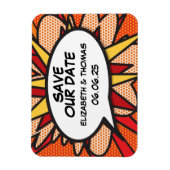 Save the Date Sprechblase Spaß Retro Comic Buch Magnet (Vertikal)