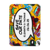 Save the Date Sprechblase Spaß Retro Comic Buch Magnet (Vertikal)
