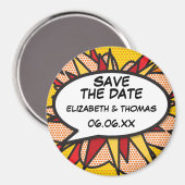 SAVE THE DATE Sprechblase Spaß Retro Comic Buch Magnet (Vorderseite/Rückseite)