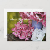 Save the Date Spring Bouquet Ankündigungspostkarte (Vorne/Hinten)