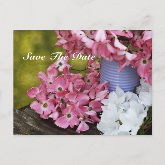 Save the Date Spring Bouquet Ankündigungspostkarte (Vorderseite)