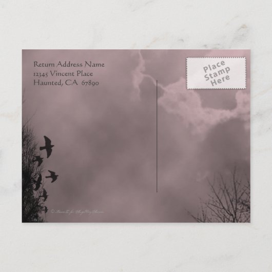 Save the Date Spuk Sky Red Mist Postcard Ankündigungspostkarte (Rückseite)