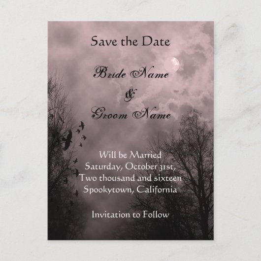 Save the Date Spuk Sky Red Mist Postcard Ankündigungspostkarte (Vorderseite)