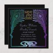Save the Date Square Peacock Set 1103a (Vorne/Hinten)