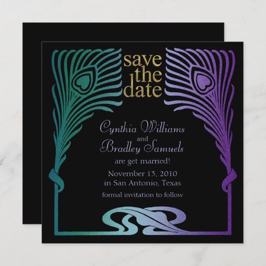 Save the Date Square Peacock Set 1103a (Vorne/Hinten)