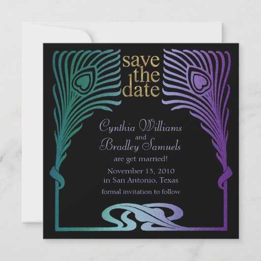 Save the Date Square Peacock Set 1103a (Vorderseite)