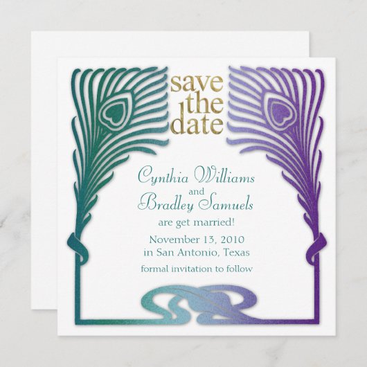 Save the Date Square Peacock Set 1103a (Vorne/Hinten)