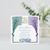 Save the Date Square Peacock Set 1103a (Stehend Vorderseite)