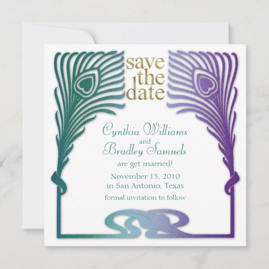 Save the Date Square Peacock Set 1103a (Vorderseite)