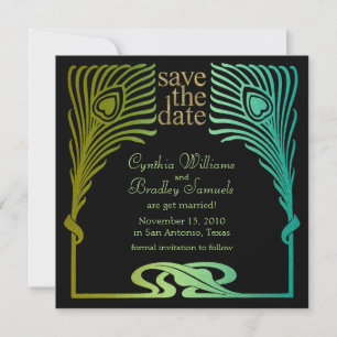 Save the Date Square Peacock Set 1104