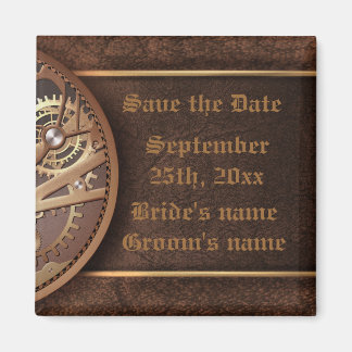 Save the Date Stahlgetriebe in goldbraun Magnet