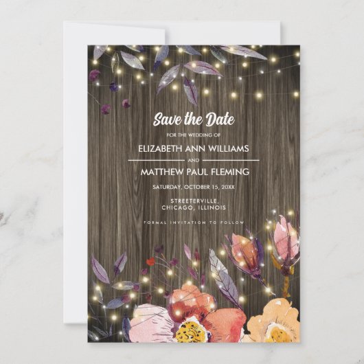 Save the Date. Stall Wood Herbst Blume Fotokarte Save The Date (Vorderseite)